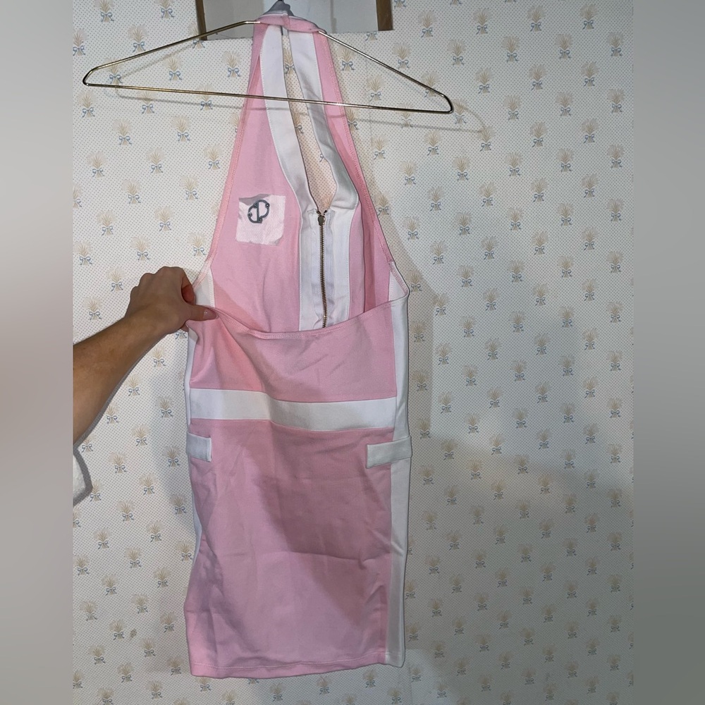 O Dolls Collection Halterneck Mini Panelled Dress in Pink - Picture 4 of 13
